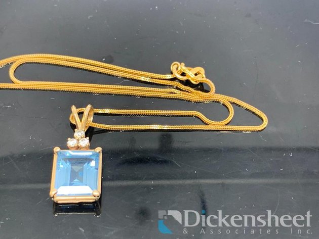 Image for 14K Yellow Gold Blue & Clear Stones Pendant