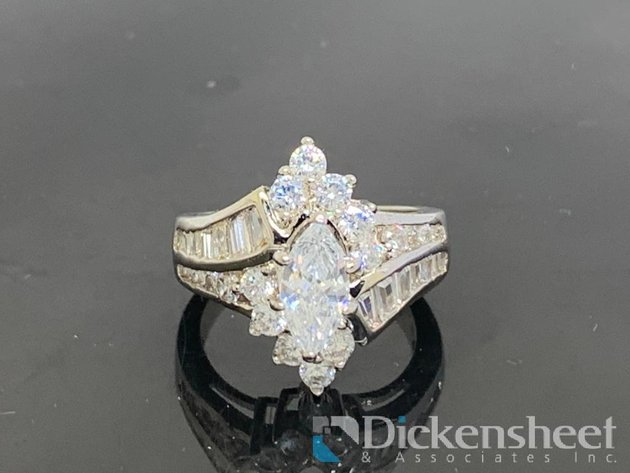 Image for Silver Tone Engagement Ring With Clear Stones