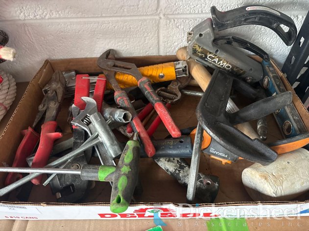 Image for SELECTION OF TOOLS INCLUDING PLIERS, C-CLAMPS, HAMMERS, STAPLE GUNS