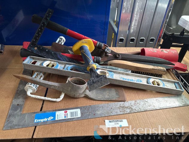 Image for LEVEL, FRAMING SQUARE AND GARDENING TOOLS