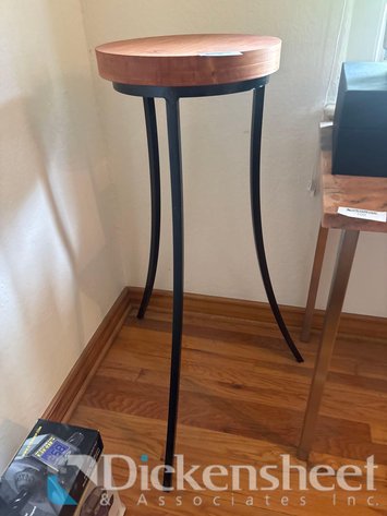 Image for ROUND WOOD TOP METAL LEG PEDESTAL TABLE