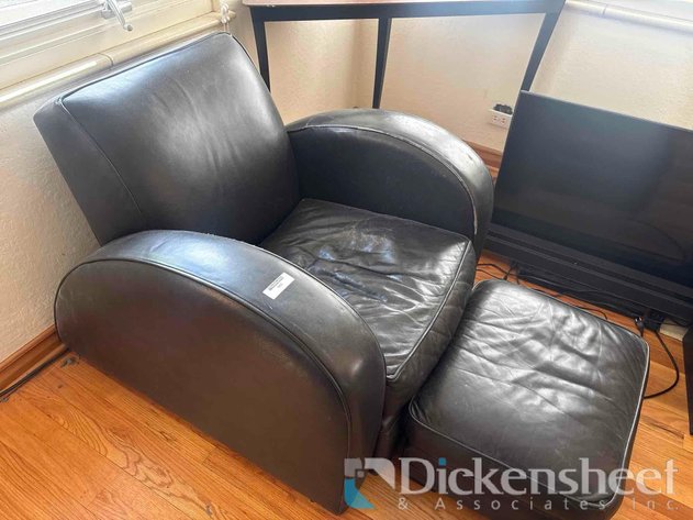 Image for ROOM & BOARD LEATHER CHAIR WITH OTTOMAN
