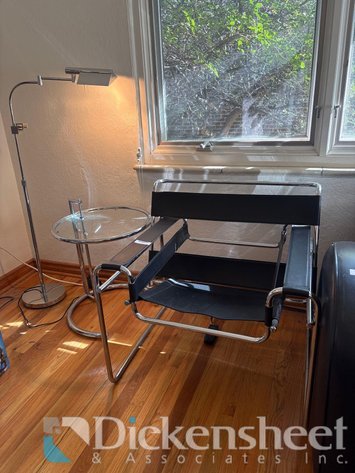 Image for CHROME CHAIR, GLASS TABLE & FLOOR LAMP