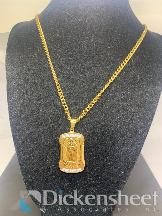 Gold Tone Virgin Mary Necklace