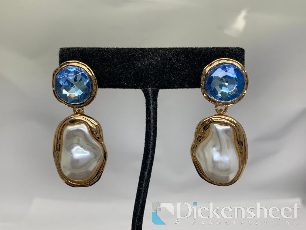 Gold Tone Earrings With Stones