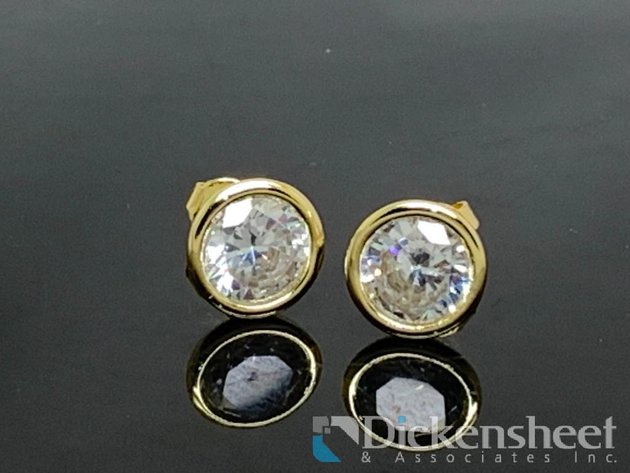 Image for Gold Tone Earrings With Clear Stones