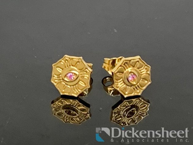 Image for Sydney Evan 14K Yellow Gold Stud Earrings With Pink Sapphire