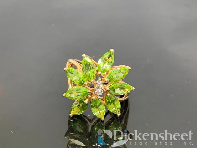 Image for 14K Yellow Gold Green Gemstones Ring