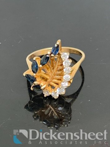 Image for 10K Yellow Gold Leaf Ring With Gemstones