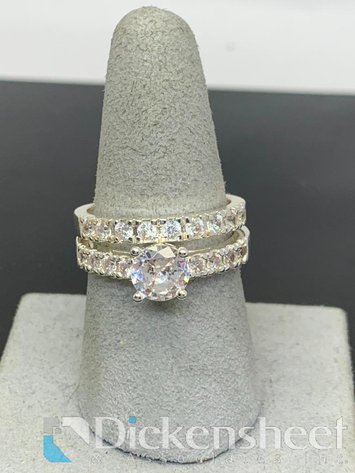 Image for Silver Tone Wedding Set With Clear Stones