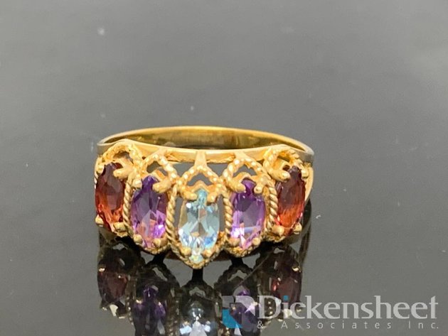 Image for 10K Yellow Gold Colorful Stones Cocktail Ring