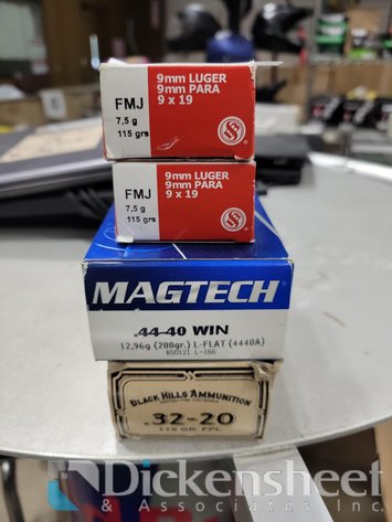 Image for (2) BOXES 9MM LUGER, (1) BOX 44-40 & (1) BOX 32-20
