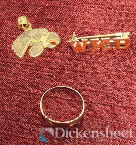Image for 14KT INITIAL PIN, IOWA HAWKEYE MEDALLION, 10KT BABY RING