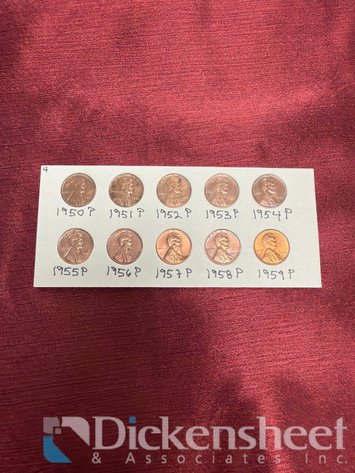 Image for LINCOLN PENNIES DATE SET 1950P-1959P