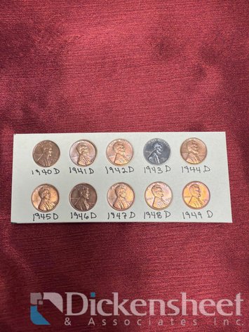 Image for LINCOLN PENNIES DATE SET 1940D-1949D