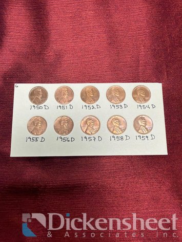 Image for PENNIES LINCOLN DATE SET 1950D-1959D
