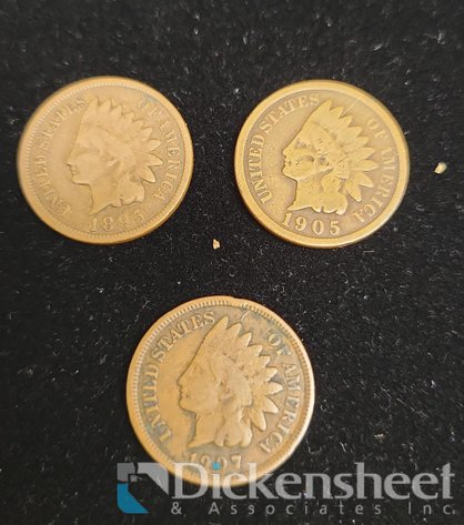 Image for (3) 1895, 1905, 1907 INDIAN HEAD PENNIES AND (4) WHEAT PENNIES