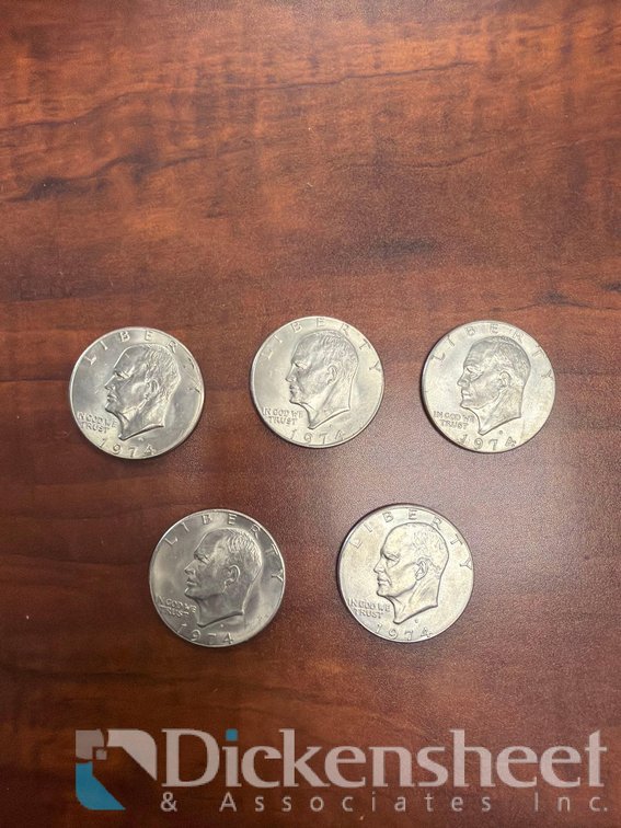 (5)EISENHOWER LIBERTY ONE DOLLAR COINS 90% SILVER