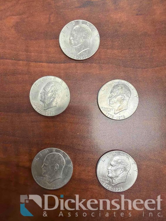 (5)EISENHOWER LIBERTY ONE DOLLAR COINS 90% SILVER