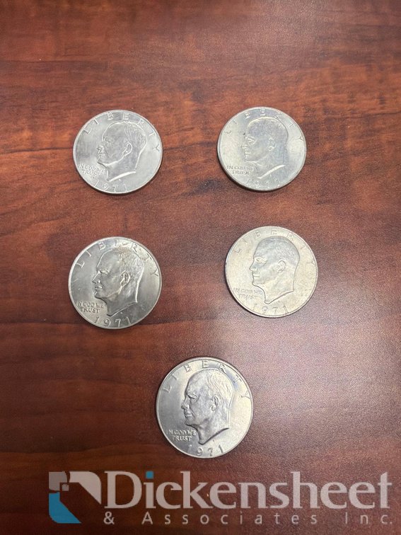 (5)EISENHOWER LIBERTY ONE DOLLAR COINS 90% SILVER