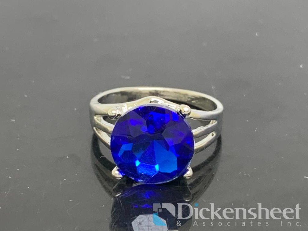 Silver Tone Ring With Blue Stone