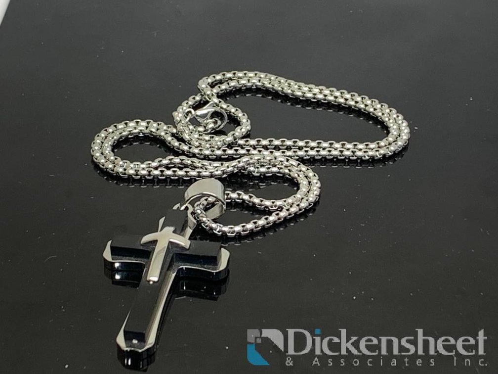Black & Silver Tone Cross Necklace
