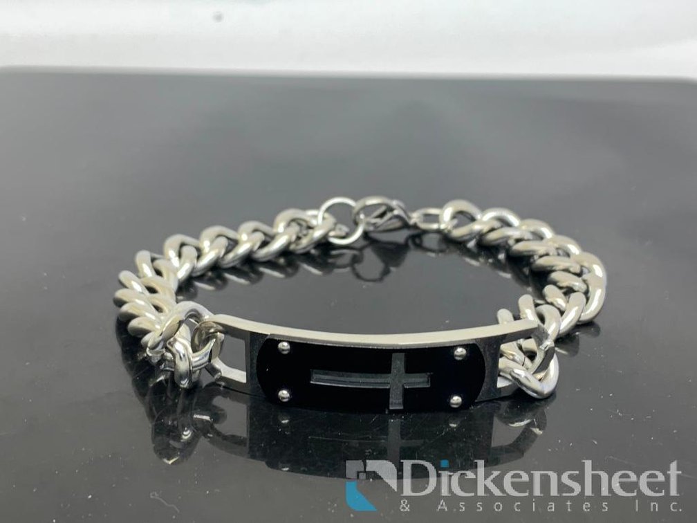 Black & Silver Tone Cross Bracelet