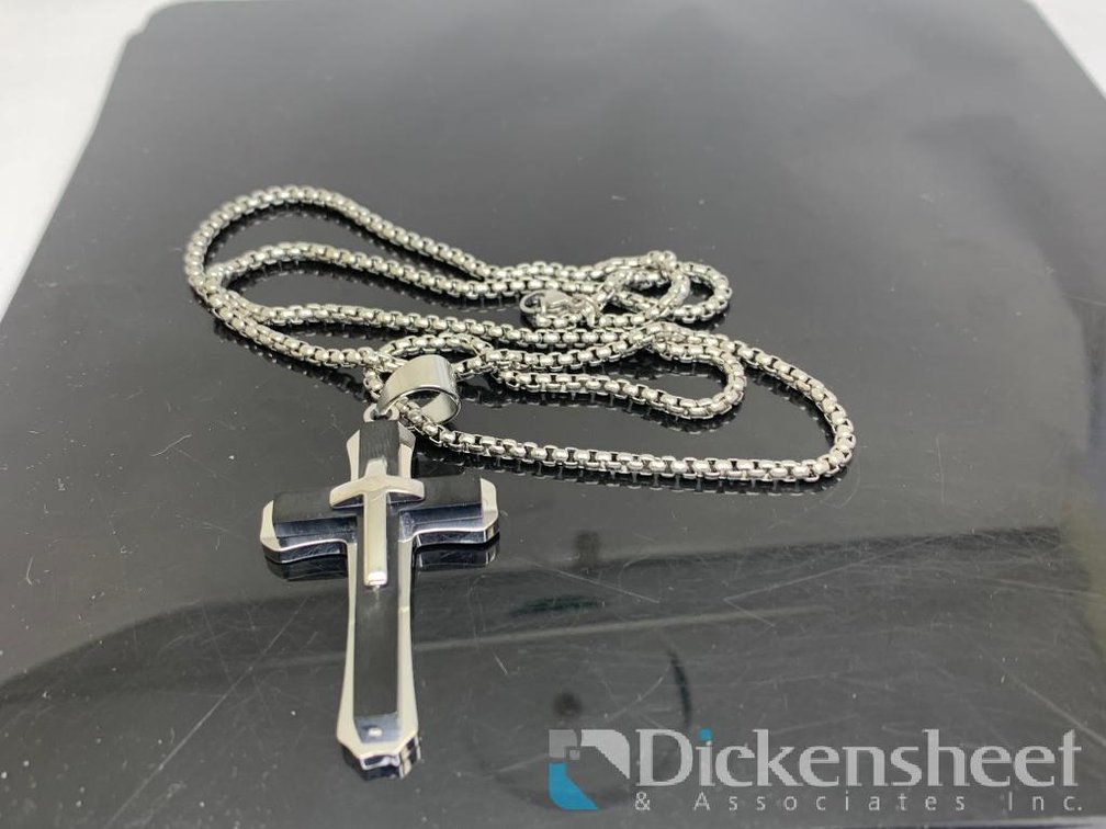 Black & Silver Tone Cross Necklace