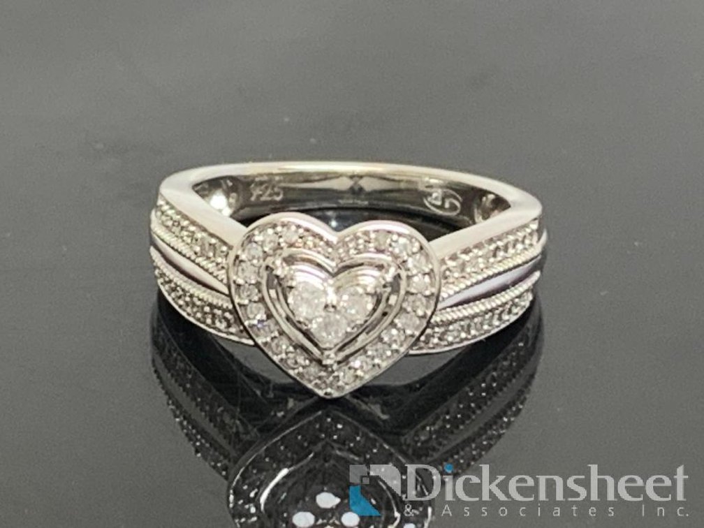 Sterling Silver Heart Shape Engagement Ring