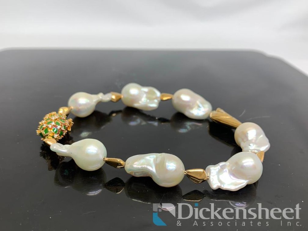 Bottega Veneta 18k Gold Over Sterling Silver Pearl Bracelet