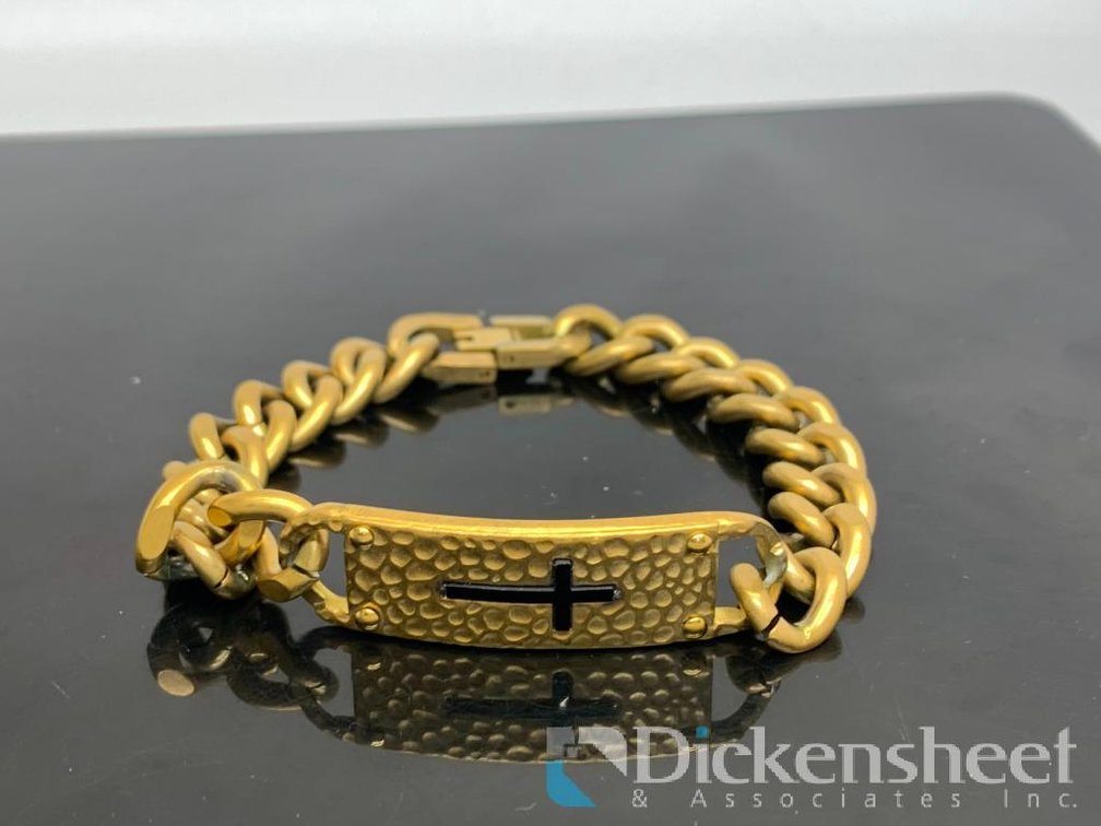 Gold Tone Cross Bracelet