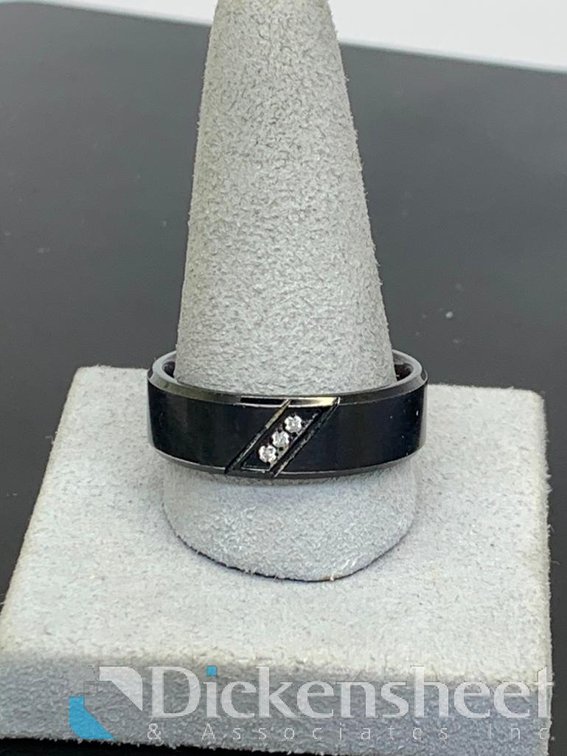 Black Tone Wedding Band With Diamonds