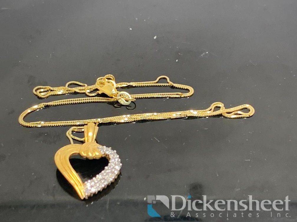 14K Yellow Gold Diamond Heart Necklace
