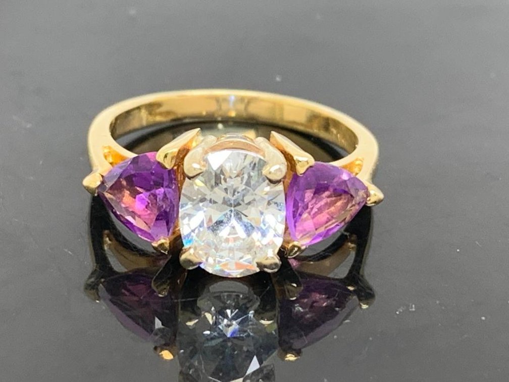 14KT Yellow Gold Cocktail Ring With Gemstones