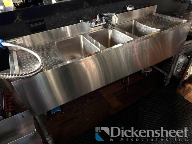 Image for REGENCY STAINLESS STEEL THREE-COMPARTMENT BAR SINK WITH DUAL DRAINBOARDS