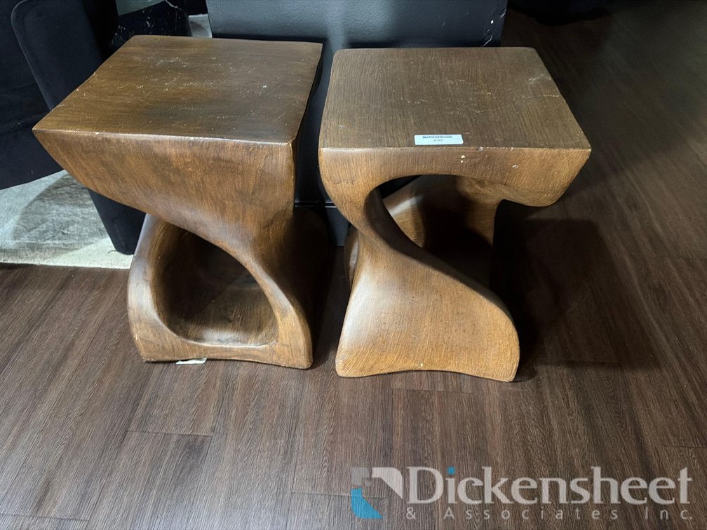 METAL TABLES PAINTED TO LOOK LIKE WOOD
