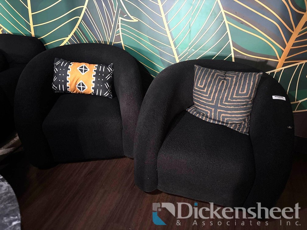 (2) PLUSH BLACK SWIVEL CHAIRS