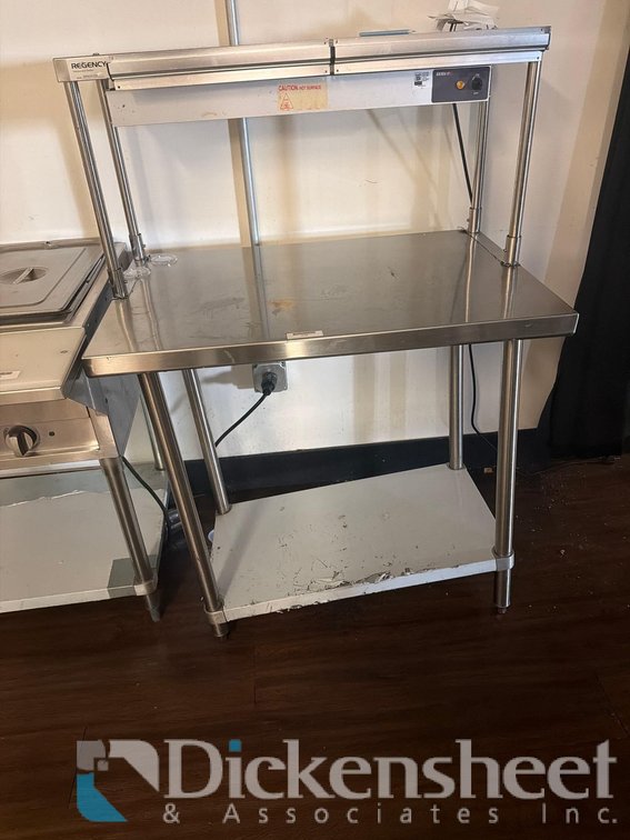 STAINLESS STEEL PREP TABLE WITH SERVIT HEAT LAMP