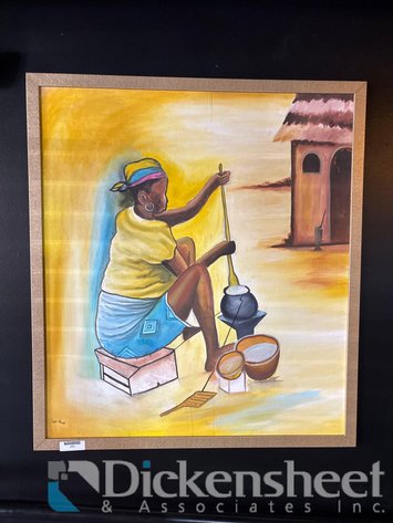 Image for FRAMED ARTWORK - WOMAN STIRRING POT