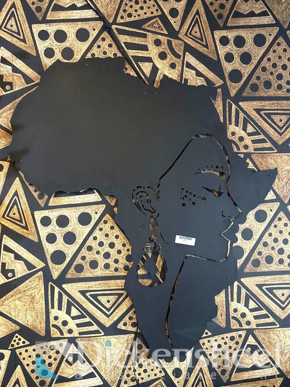 AFRICA SILHOUETTE FACE METAL HANGING ART