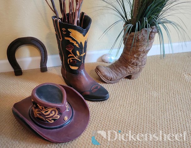 Image for COWBOY BOOT DECOR, HAT AND HORSESHOE