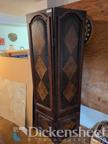 Image for 6 FT TALL WOOD AND LEATHER ROOM DIVIDER