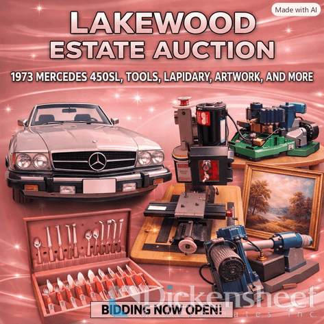 Image for LAKEWOOD - Estate - 1973 Mercedes 450SL, Tools, Lapidary, Artwork and More
