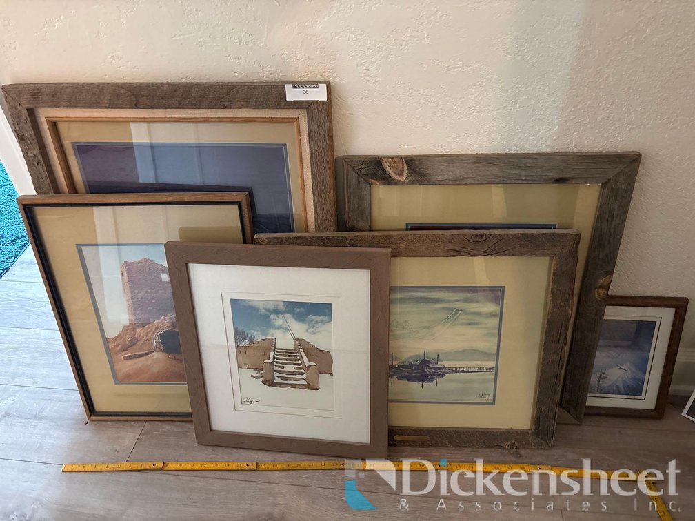 SELECTION OF FRAMED PHOTOS AND PAINTINGS