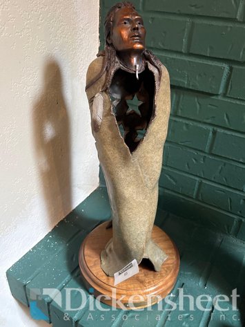 Image for “GHOST DANCER” METAL SCULPTURE WITH WOOD BASE