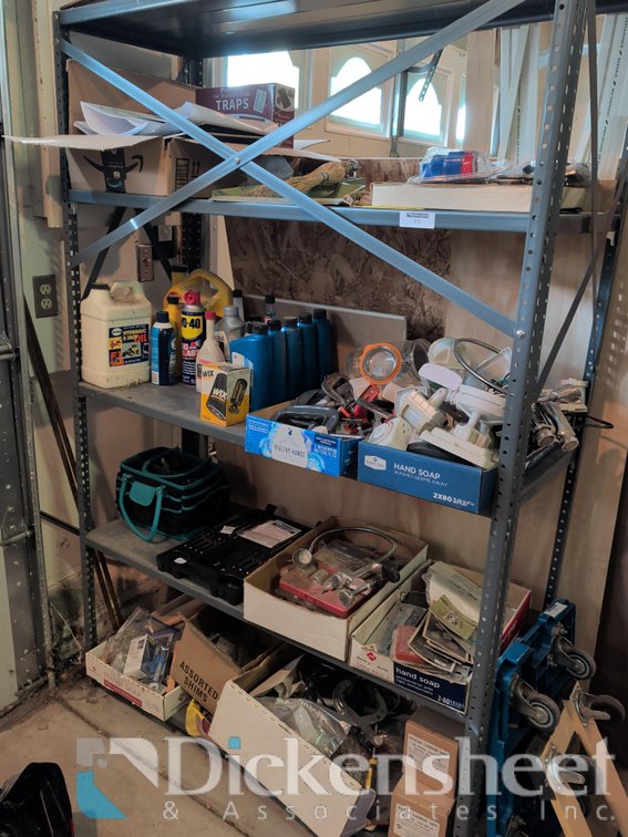 SHELF WITH CONTENTS LIGHTS, AUTOMOTIVE ITEMS AND TOOLS