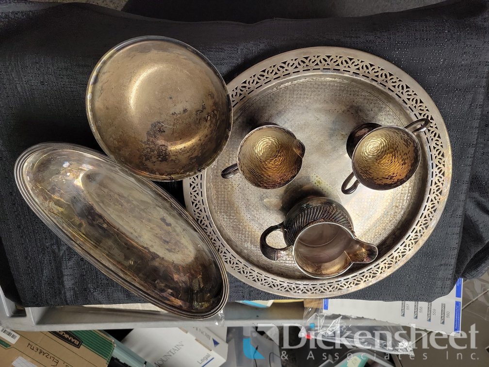 SILVER PLATED TEA SET WITH (2) OTHER BOWLS