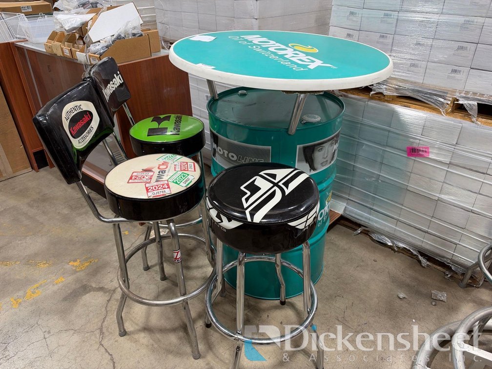 MOTOLINE HIGH TOP TABLE & (3) STOOLS
