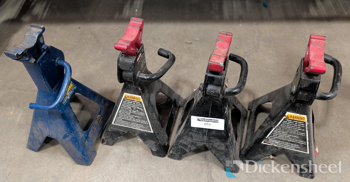FOUR RATCHET STYLE JACK STANDS