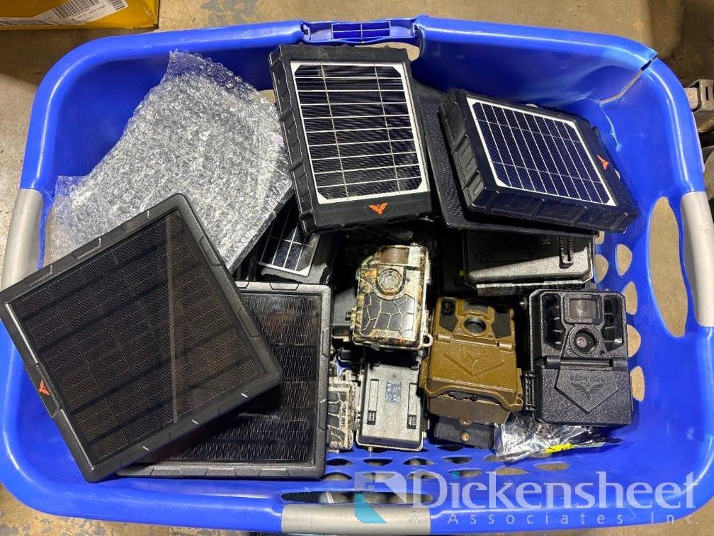 Lot of (46) Spypoint Solar-Powered Trail Cameras and (9) Solar Panels